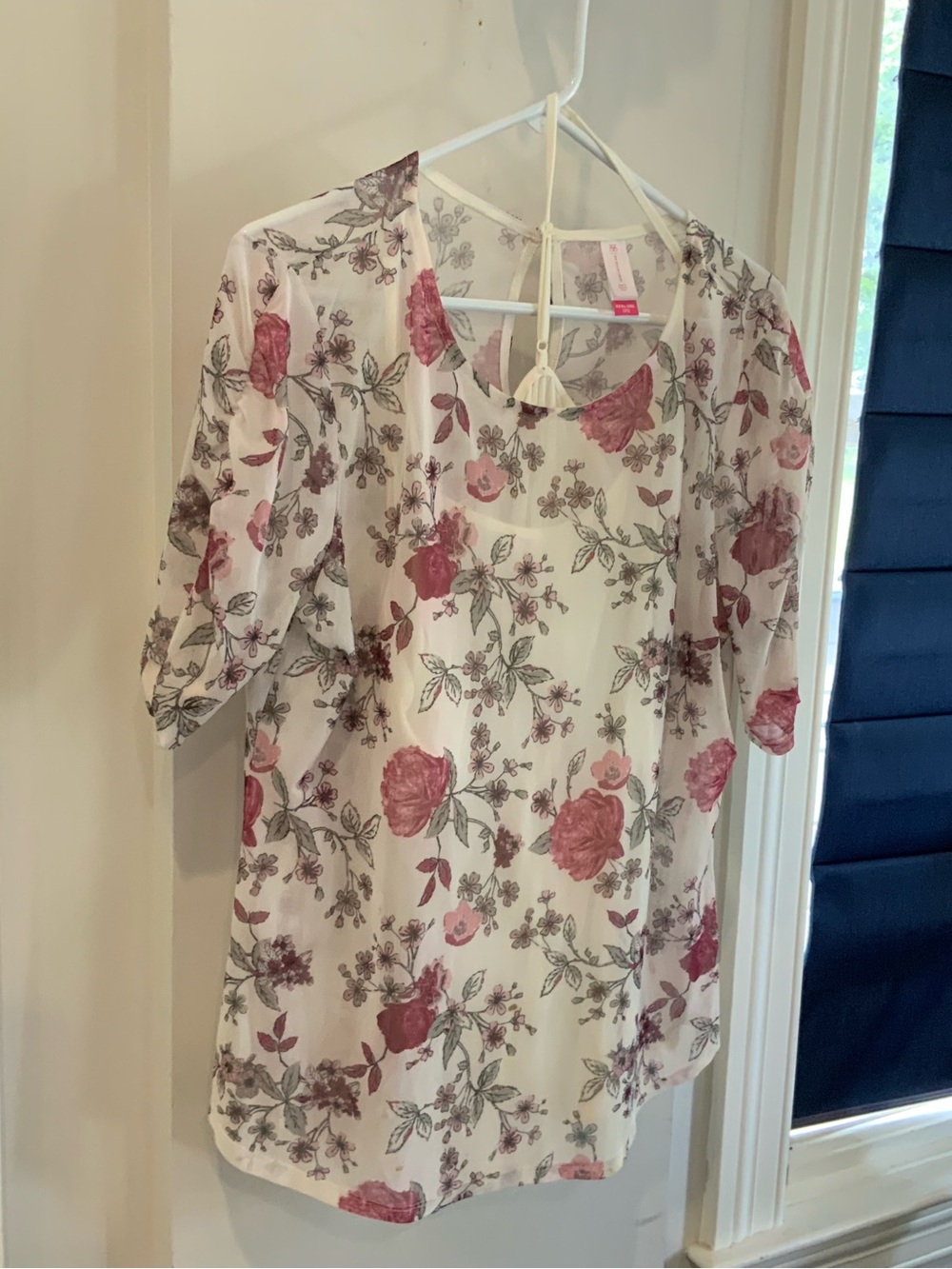 No Boundaries Floral 2 piece blouse  - Pink & White size 3X.  SKU 3103